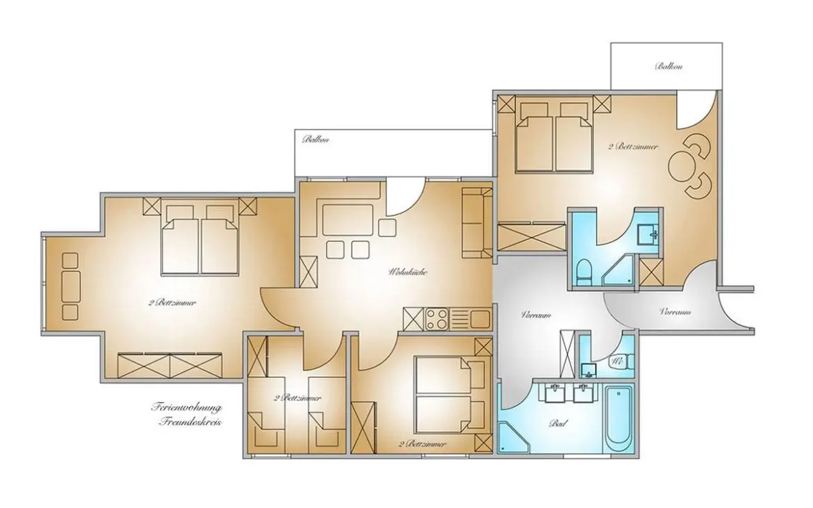 Grundriss - Ferienwohnung Freundschaftskreis, Gästehaus Herrmann