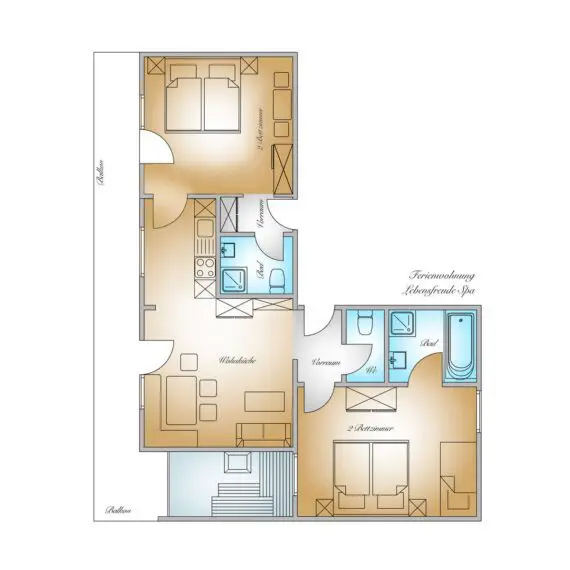 Grundriss - Ferienwohnung Lebensfreude 2, Gästehaus Herrmann