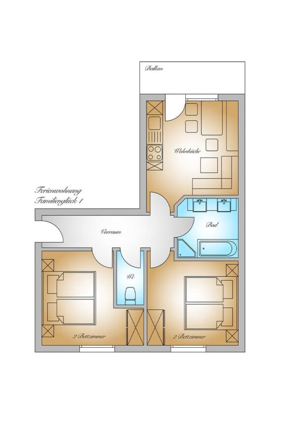 Grundriss - Ferienwohnung Familienglück, Gästehaus Herrmann