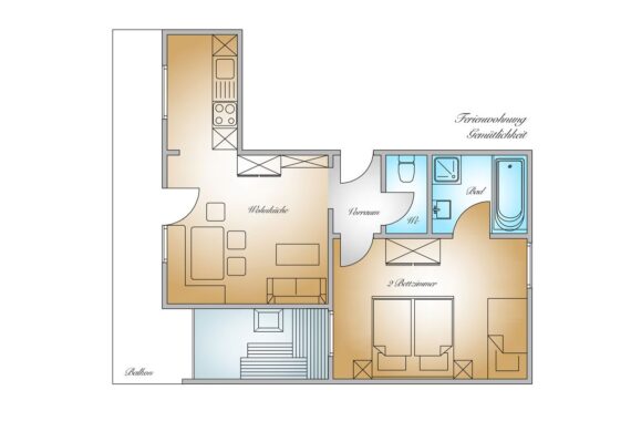 Grundriss - Ferienwohnung Gemütlichkeit, Gästehaus Herrmann