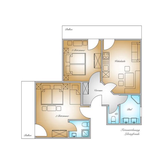 Grundriss - Ferienwohnung Lebensfreude, Gästehaus Herrmann