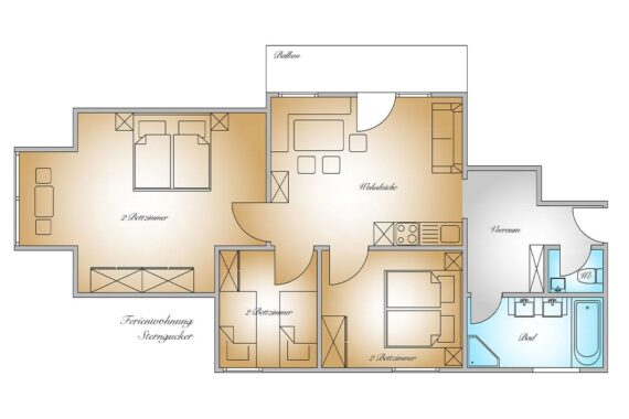 Grundriss - Ferienwohnung Sterngucker, Gästehaus Herrmann