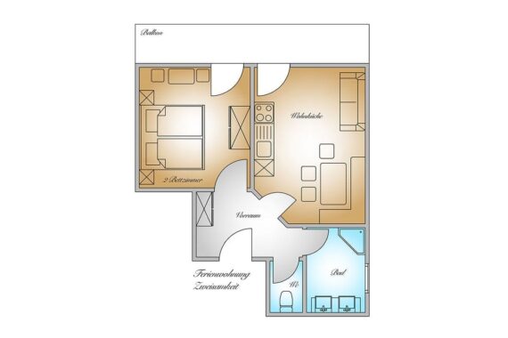 Grundriss - Ferienwohnung Zweisamkeit, Gästehaus Herrmann